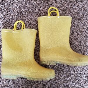 Girls Size 4 Yellow Glittery Rain Boots
